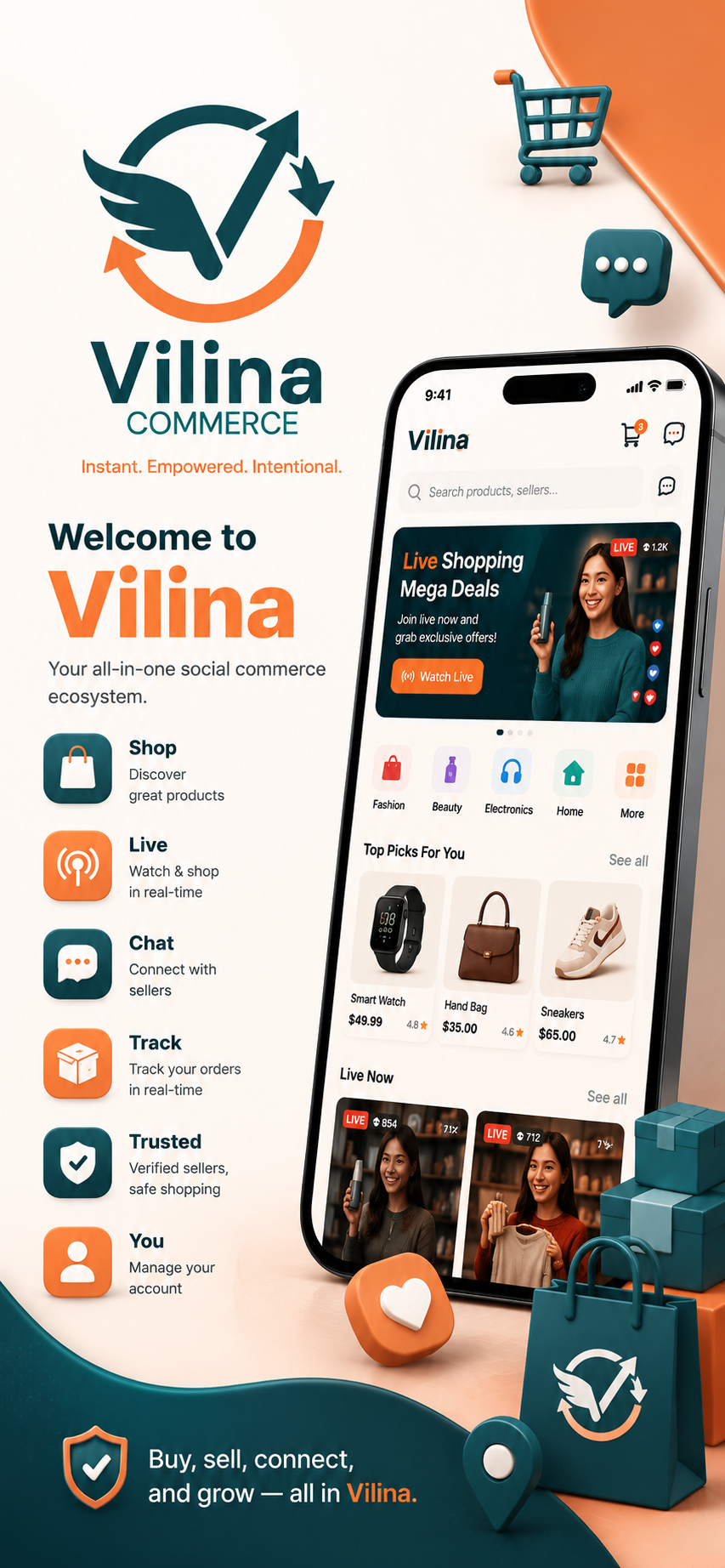 Vilina app home screen